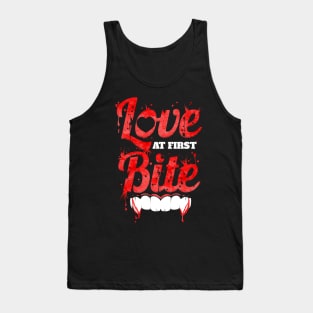 Love At First Bite Vampire Fangs Blood Halloween Tank Top